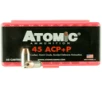 Atomic Ammunition Precision Craft Pistol 45 ACP Bonded Match Hollow Point 185 grain  50 Per Box - 00412