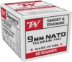 Winchester Ammo USA 9mm NATO 124 gr Full Metal Jacket - W9NATO50