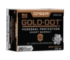 Speer Ammo 23611GD Gold Dot Personal Protection 9mm Luger  P 124 gr Hollow Point  HP  20 Bx  10 Cs