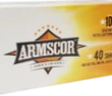 Armscor 50316 Pistol Value Pack 40 S W 180 gr Full Metal Jacket  FMJ  Value Pack Handgun Ammo     100 Rounds