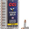 CCI 0050 Varmint Stinger 22 LR 32 gr Copper Plated Hollow Point  CPHP  Rimfire Ammo     50 Rounds