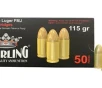 Sterling 9mm Luger  9  19 Parabellum  115gr     50 Rounds- 12 Shipping
