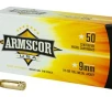 Armscor 9mm Luger  9  19 Parabellum  115gr     50 Rounds- 12 Shipping