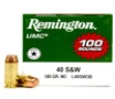 Remington Ammunition L40SW3B UMC 40 S W 180 GR Full Metal Jacket  FMJ 