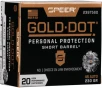 Speer 23975GD Gold Dot Personal Protection Short Barrel Hollow Point 230 Grain  45 ACP Auto 820 fps