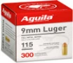 Aguila 1E097700 Target   Range Full Metal Jacket 115 Grain 9mm Luger Parabellum 1150 fps