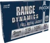 Fiocchi Range   Training Dynamics 9mm Luger 115 Grain Full Metal Jacket FMJ 