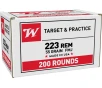 Winchester USA Rifle Ammo 223 Rem  55 gr  FMJ 200 rd  3240 FPS