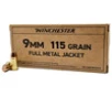 Winchester 9mm 115 GR FMJ 50 Rounds