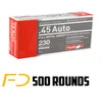Aguila  45 ACP  230gr  FMJ - 500 Rounds  MPN  1E452110  - Free Shipping