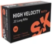SK High Velocity Match  22 LR  40gr  LRN - 50 Rounds  MPN  420137 