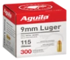 Aguila 9MM  115gr  FMJ - 300 Rounds  MPN  1E097700 