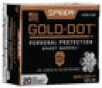Speer Ammo 23611GD Gold Dot Personal Protection 9mm Luger  P 124 GR Hollow Point Short Barrel 20 Bx  10 Cs