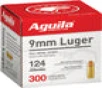 Aguila Ammo 9Mm Luger 124Gr  Fmj-Rn 300-Pack 1E092108