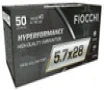 Fiocchi Hyperformance Hyper Velocity Centerfire Ammunition  5 7 x 28mm FN  Tipped Hollow Point  40 Grain - 50 Cartridge Box   50   1  