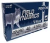 Fiocchi Field Dynamics Hyper Velocity Centerfire Ammunition  22-250 Remington  Hornady V-Max  40 Grain - 20 Cartridge Box   20   1  