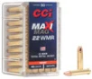 CCI Maxi-Mag Hyper Velocity Rimfire Ammunition  22 WMR  Total Metal Jacket  40 Grain - 50 Cartridge Box   50   1  