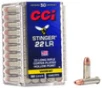 CCI Stinger Hyper Velocity Rimfire Ammunition  22 LR  Copper Plated Hollow Point  32 Grain - 50 Cartridge Box   50   1  