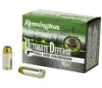 Remington Ultimate Defense Full Size Handgun Standard Velocity Centerfire Ammunition  40 Smith   Wesson  Brass Jacket Hollow Point  165 Grain - 20 Cartridge Box   20   1  