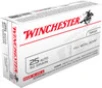 Winchester USA White Box Subsonic Centerfire Ammunition  25 ACP  Full Metal Jacket  50 Grain - 50 Cartridge Box   50   1  