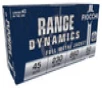 Fiocchi Range Dynamics Subsonic Centerfire Ammunition  45 ACP  Full Metal Jacket  230 Grain - 50 Cartridge Box   50   1  