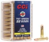 CCI TNT Green Hyper Velocity Centerfire Ammunition  22 WMR  Speer TNT Green Hollow Point  30 Grain - 50 Cartridge Box   50   1  
