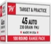 Winchester Ammo USA45AVP USA Value Pack 45ACP 230gr Full Metal Jacket 100 Per Box 5 Case