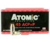Atomic Ammunition 00412 Pistol Precision Craft 45ACP  P 185gr Bonded Match Hollow Point 50 Per Box 10 Case