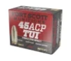 Fort Scott Munitions 450180SCV Tumble Upon Impact  TUI  45ACP 180gr Solid Copper Spun 20 Per Box 25 Case