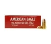 Federal American Eagle  25ACP  50 Grain  Full Metal Jacket AE25 50rds 