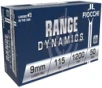 Fiocchi Range Dynamics Brass 9mm 115-Grain 50-Rounds Brass Casings FMJ Projectiles 