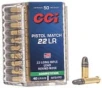 CCI Ammunition Competition Pistol Match Brass  22 LR 40 Grain 50-Rounds LRN 