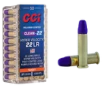 CCI Ammunition Clean-22 Hyper Velocity Brass  22 LR 31 Grain 50-Rounds LN Purple 