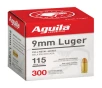 AGUILA 9mm Luger 115Gr FMJ 300rd Box Ammo  1E097700 