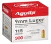 Aguila 9mm 115gr  FMJ  300rd Box