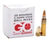 Global Ordnance M193  5 56 NATO  55gr  Brass Case  Full Metal Jacket  20rd Box