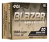 CCI Ammunition Blazer  9mm  115gr  Jacketed Hollow Point  20rd per Box