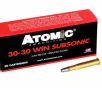 Atomic SUBSONIC  30-30 Win 165 Grain Lead Round Nose Flat Point - 20 Rounds  Box  00410 FREE SHIPPING OVER  249