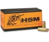 HSM AMMO 40 S W 180Gr Flat Point Brass Ammunition   50 Rounds