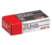 Aguila Target   Range Handgun 25 ACP 50 gr Full Metal Jacket