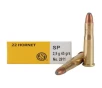Sellier   Bellot 22 Hornet Ammo 45 Grain Jacketed Soft Point Box of 20