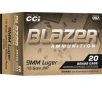 Blazer Brass 9mm Luger Ammo 115 Grain Jacketed Hollow Point Box of 20