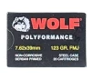 Wolf Polyformance Steel Case 7 62x39mm Ammo 123 Grain Full Metal Jacket Box of 20