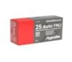 Aguila Handgun Ammuntion  25 Auto 50 gr FMJ 755 fps 50 ct
