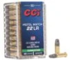 CCI Pistol Match Rimfire Ammunition  22 LR 40 gr LRN 1070 fps 50 ct