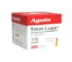 Aguila Handgun Ammuntion 9mm Luger 115 gr FMJ 1150 fps 300 ct