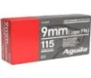 Aguila Handgun Ammunition 9mm Luger 115 gr FMJ 1150 fps 1000 ct Case