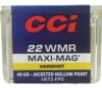 CCI Maxi-Mag Rimfire Ammunition  22 WMR 40 gr JHP 1875 fps 50 ct