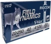 Fiocchi Field Dynamics  22-250 Remington 40 Grain VMAX Brass Rifle Ammo 20 Rounds 22250HVB