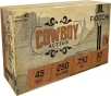 Fiocchi Cowboy Action  45 Colt 250 Grain Lead Round Nose Flat Point Brass Cased Centerfire Pistol Ammo 50 Rounds 45LCCA - FREE SHIPPING